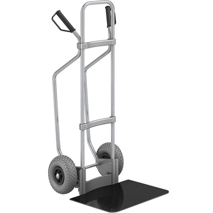 Sack truck with runners, zinc plated, footplate WxD 450 x 500 mm, black, PU tyres.