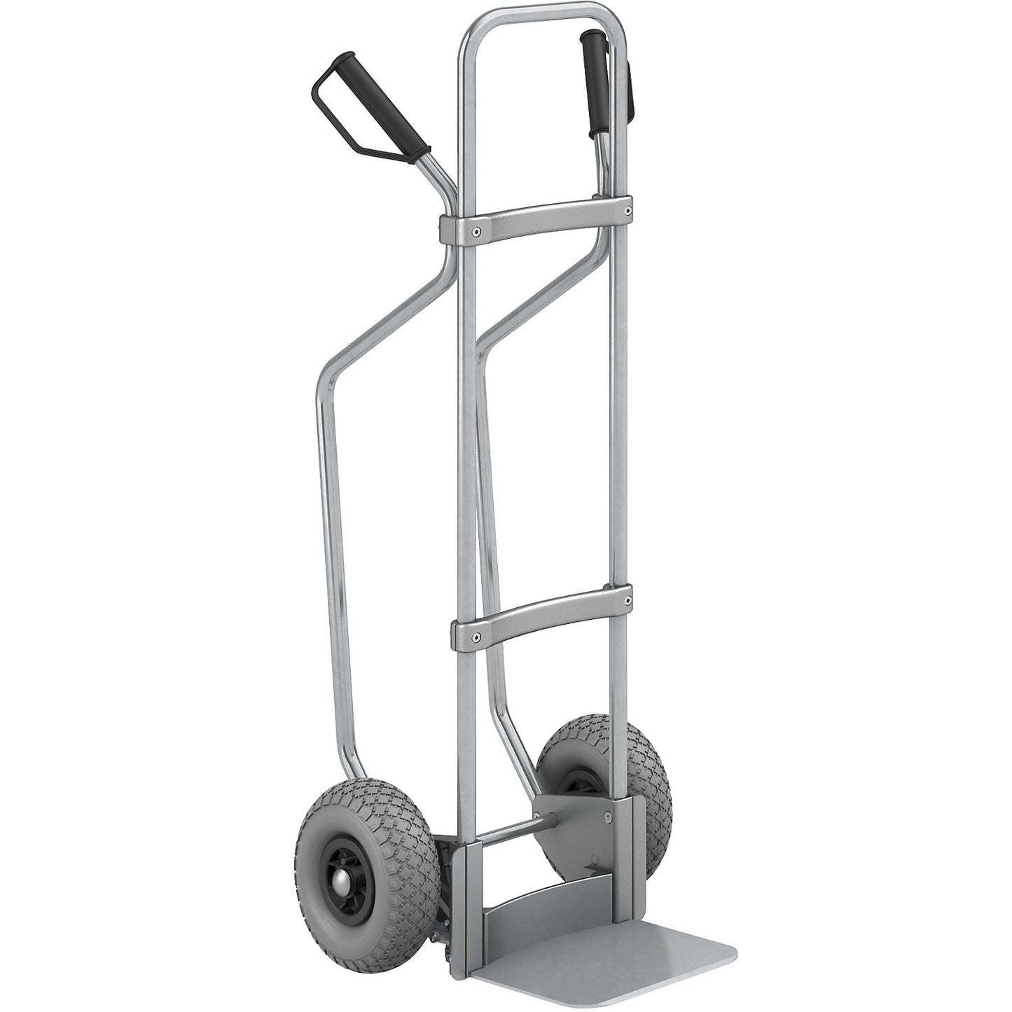 Sack truck with runners, zinc plated, footplate WxD 280 x 250 mm, zinc plated, PU tyres.