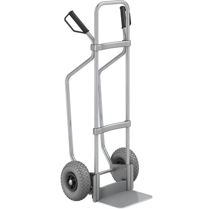 Sack truck with runners, zinc plated, footplate WxD 280 x 250 mm, zinc plated, PU tyres.