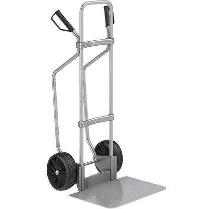 Sack truck with runners, zinc plated, footplate WxD 450 x 500 mm, zinc plated, solid rubber tyres.