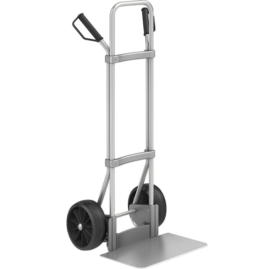 Aluminium sack truck, footplate WxD 450 x 350 mm, aluminium, PU tyres.