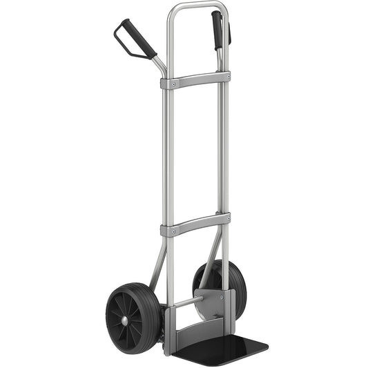 Aluminium sack truck, footplate WxD 280 x 250 mm, black, solid rubber tyres.