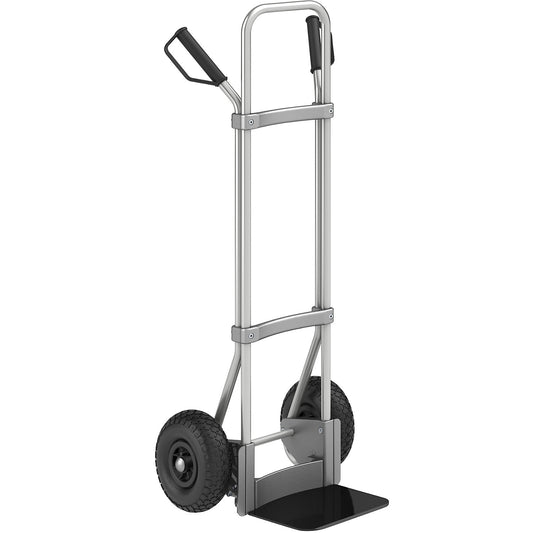 Aluminium sack truck, footplate WxD 280 x 250 mm, black, pneumatic tyres.
