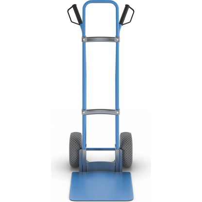 Sack truck with runners, blue, footplate WxD 450 x 500 mm, blue, PU tyres.