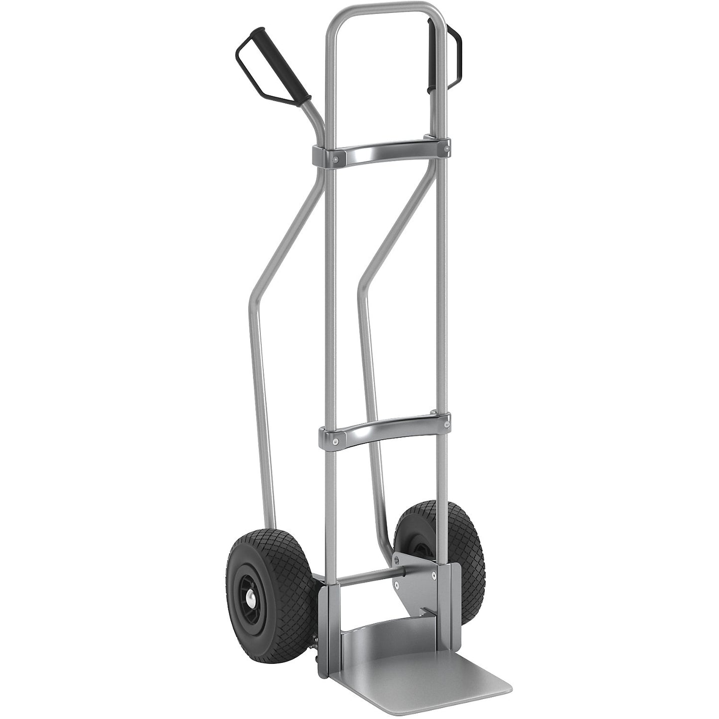 Sack truck with runners, zinc plated, footplate WxD 280 x 250 mm, zinc plated, pneumatic tyres.