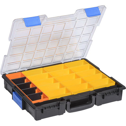 Professional small parts case, external WxH 355 x 76 mm, pack of 2, with 21 insert boxes.