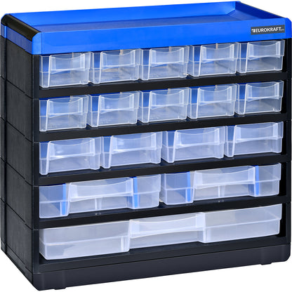 VARIOPLUS PRO small parts cabinet, HxWxD 285 x 300 x 135 mm, 17 drawers, 18 dividers.