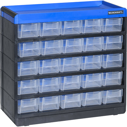 VARIOPLUS PRO small parts cabinet, HxWxD 285 x 300 x 135 mm, 25 drawers, 25 dividers.