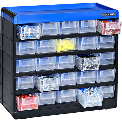 VARIOPLUS PRO small parts cabinet, HxWxD 285 x 300 x 135 mm, 25 drawers, 25 dividers.