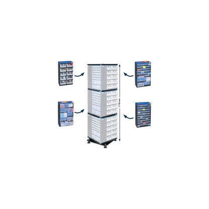 VARIOPLUS PRO revolving stand, HxWxD 1710 x 445 x 445 mm, can be fitted out as required.