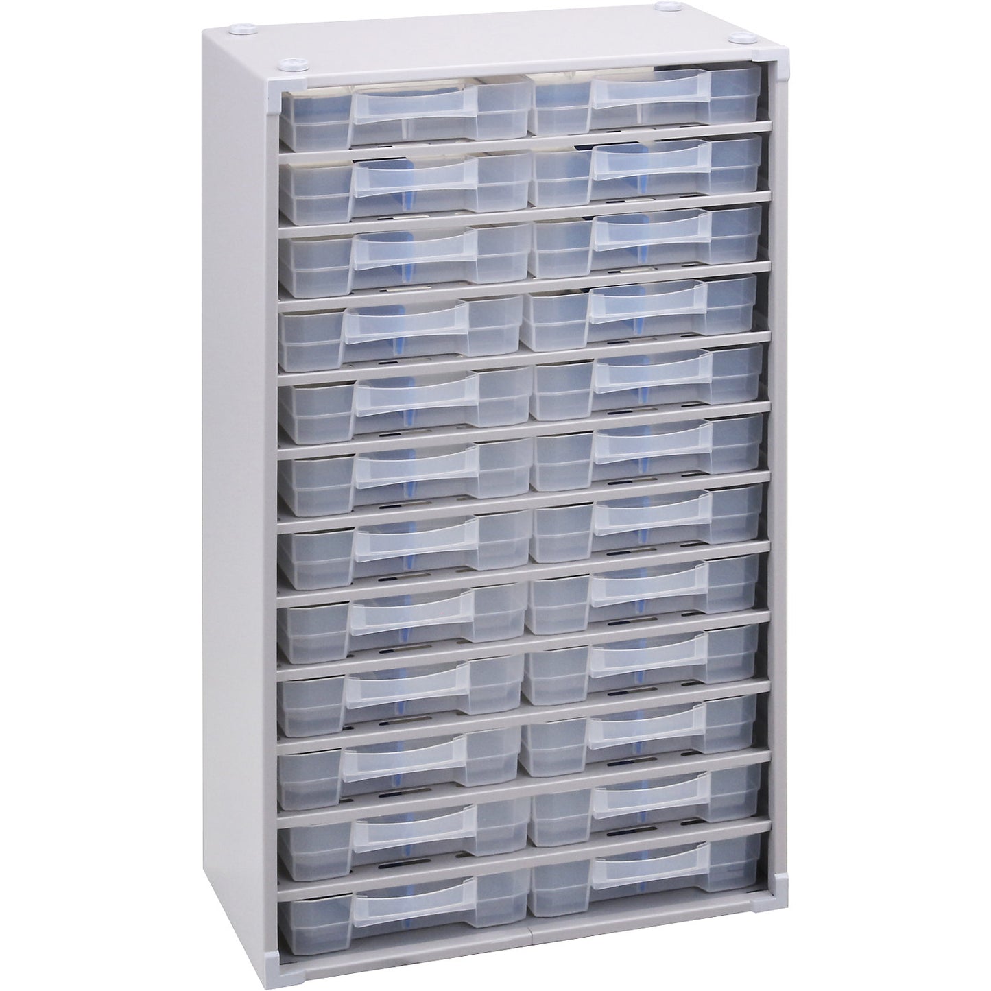 Metal small parts cabinet, HxWxD 565 x 300 x 140 mm, 24 drawers, 24 dividers.