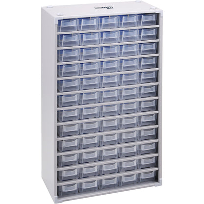 Metal small parts cabinet, HxWxD 565 x 300 x 140 mm, 60 drawers, 60 dividers.
