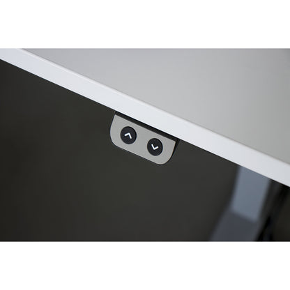 UPLINER-K - Desk, electric height adjustment, 700 - 1200 mm, WxD 1200 x 800 mm, WxD 1200 x 800 mm, white/aluminium silver.