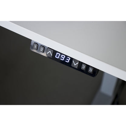 UPLINER-K - Desk, electric height adjustment, with memory switch, WxD 1600 x 800 mm, oak/aluminium silver.