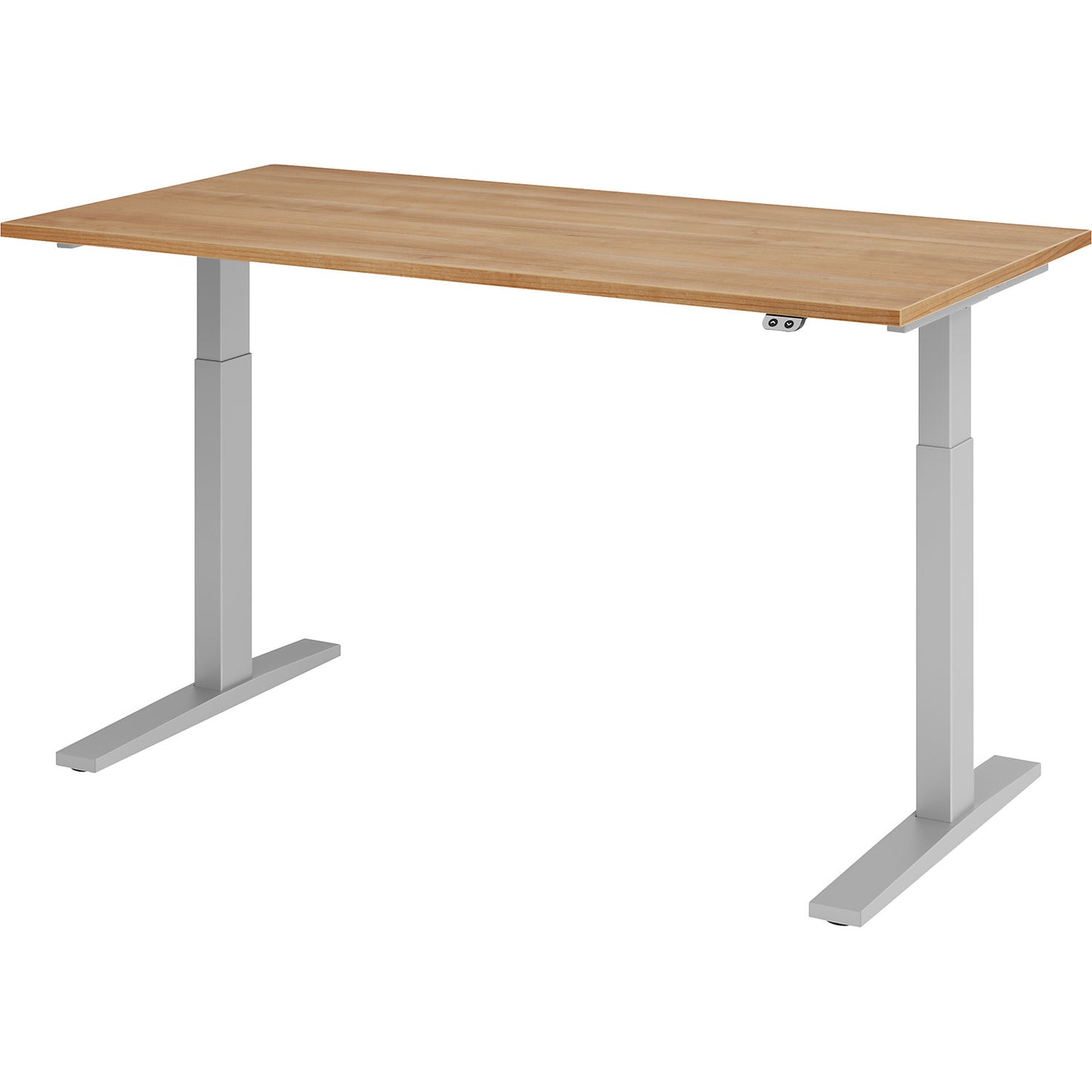 UPLINER-K - Desk, electric height adjustment, 700 - 1200 mm, WxD 1200 x 800 mm, WxD 1600 x 800 mm, walnut/aluminium silver.