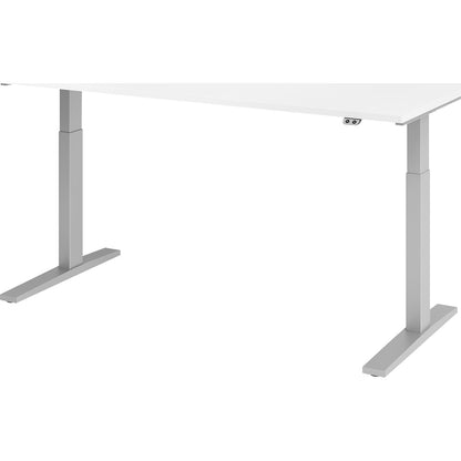 UPLINER-K - Desk, electric height adjustment, 700 - 1200 mm, WxD 1200 x 800 mm, WxD 1800 x 800 mm, white/aluminium silver.