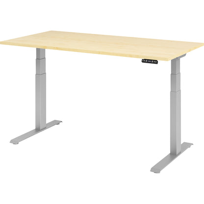 UPLINER-K - Desk, electric height adjustment, with memory switch, WxD 1600 x 800 mm, maple/aluminium silver.
