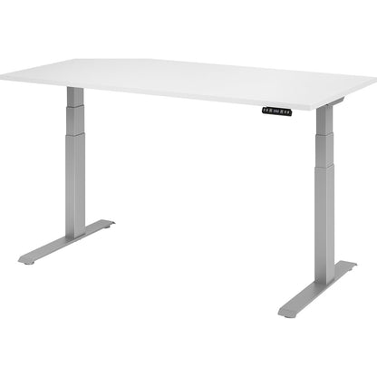 UPLINER-K - Desk, electric height adjustment, with memory switch, WxD 1600 x 800 mm, white/aluminium silver.