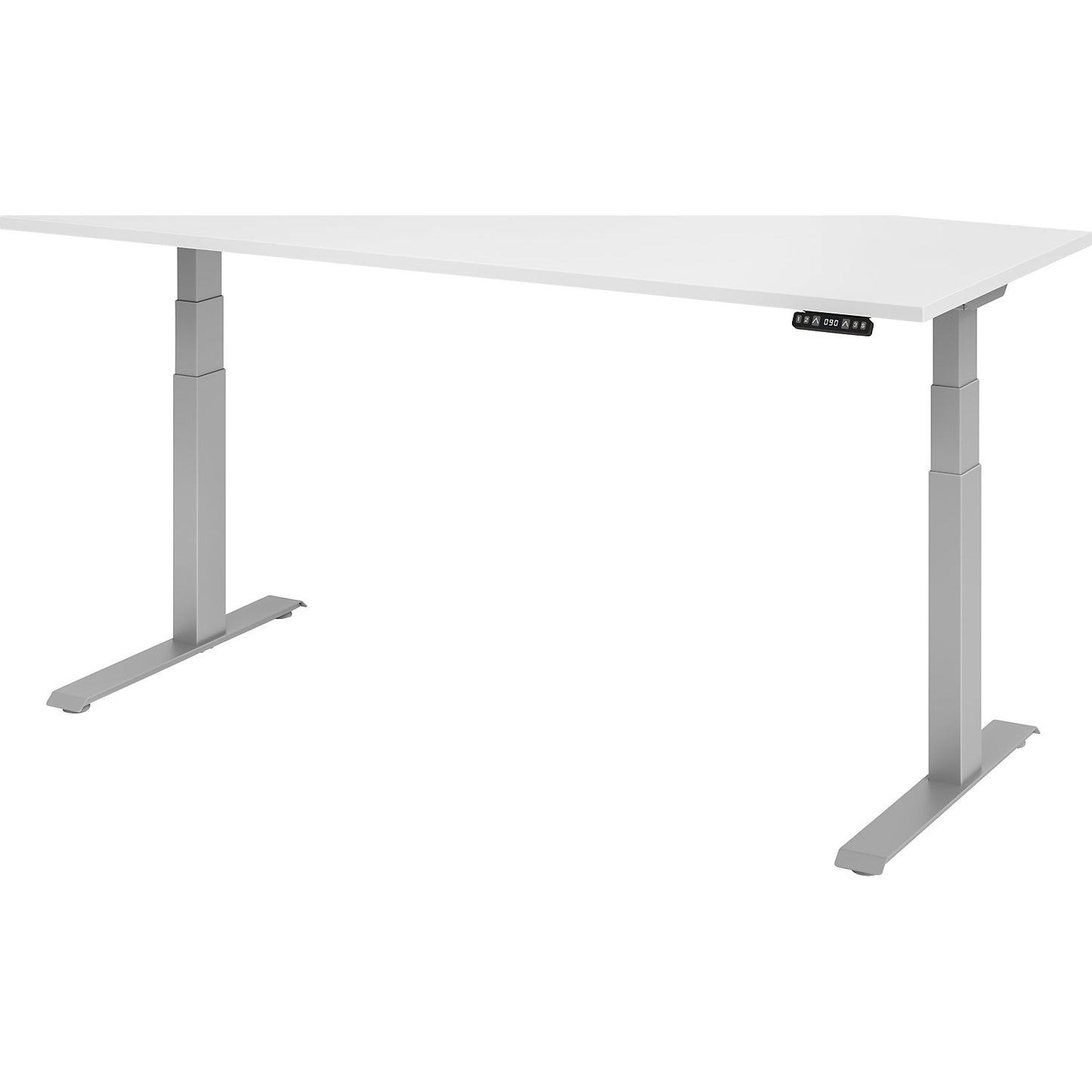 UPLINER-K - Desk, electric height adjustment, with memory switch, WxD 1800 x 800 mm, white/aluminium silver.