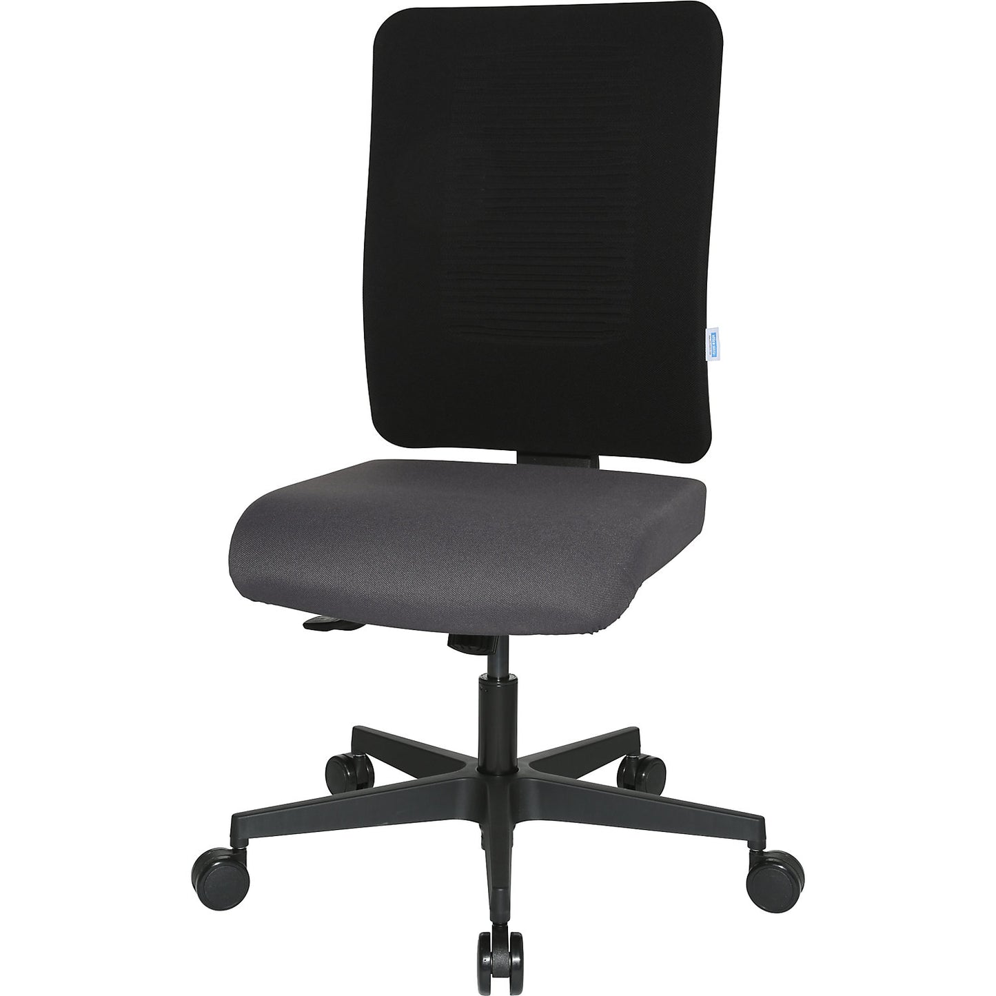 Office swivel chair V1 flat seat, plastic five star base, mesh covered back rest, charcoal.