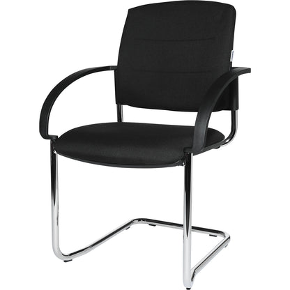 Cantilever chairs, pack of 2, upholstered back rest, black, black seat.