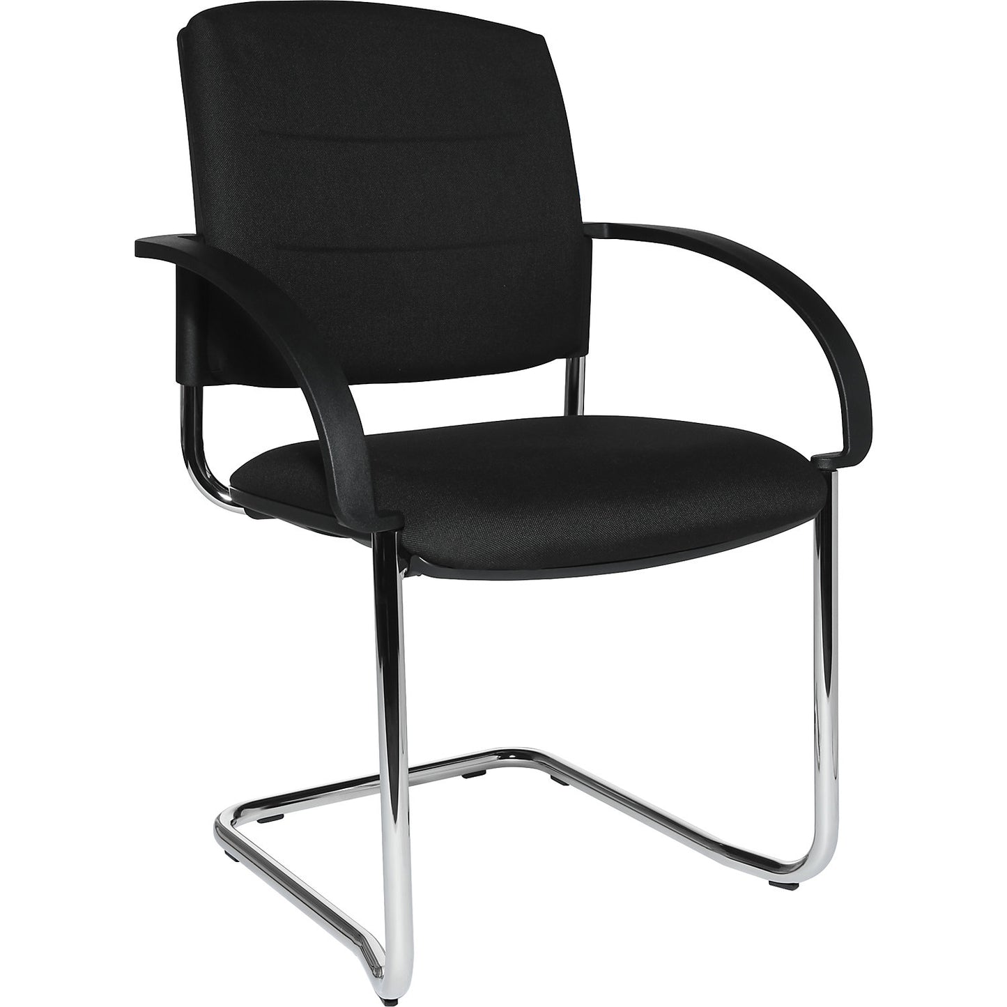Cantilever chairs, pack of 2, upholstered back rest, black, black seat.