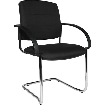 Cantilever chairs, pack of 2, upholstered back rest, black, black seat.