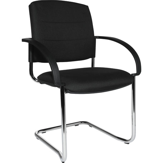 Cantilever chairs, pack of 2, upholstered back rest, black, black seat.