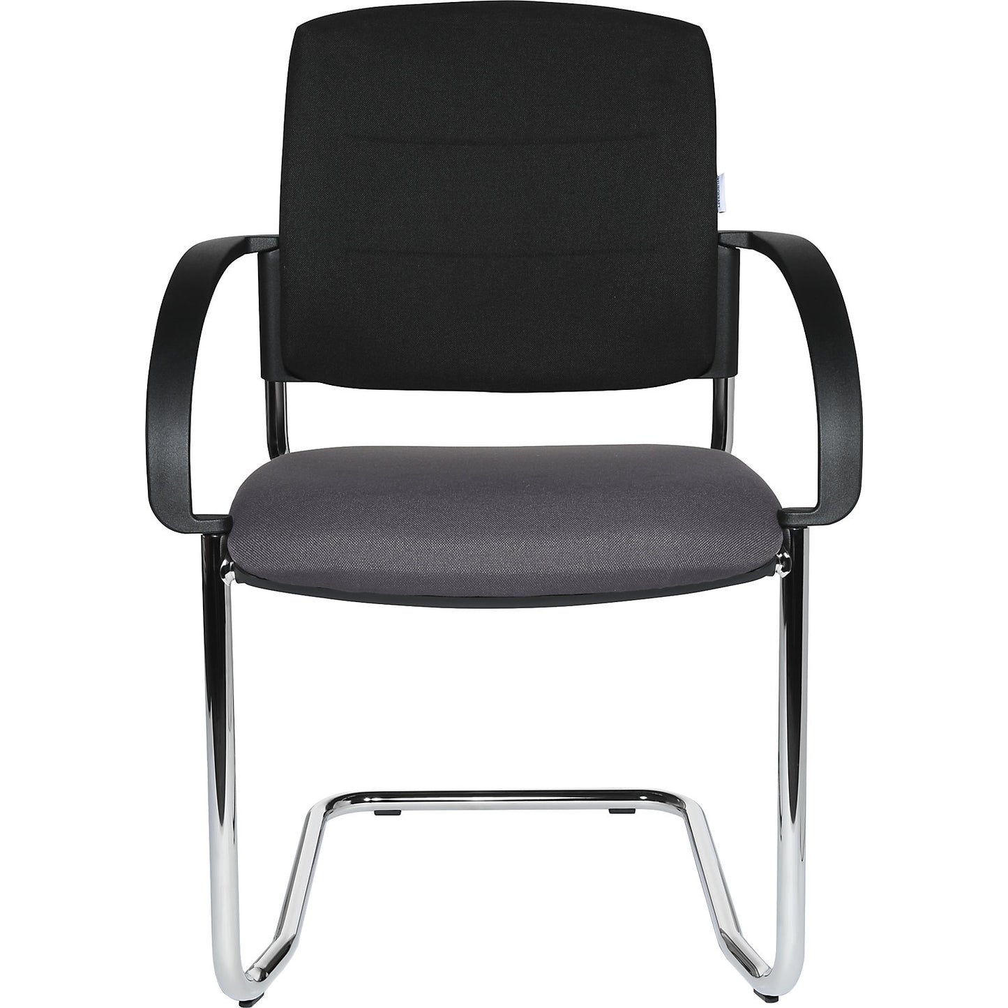 Cantilever chairs, pack of 2, upholstered back rest, black, charcoal seat.