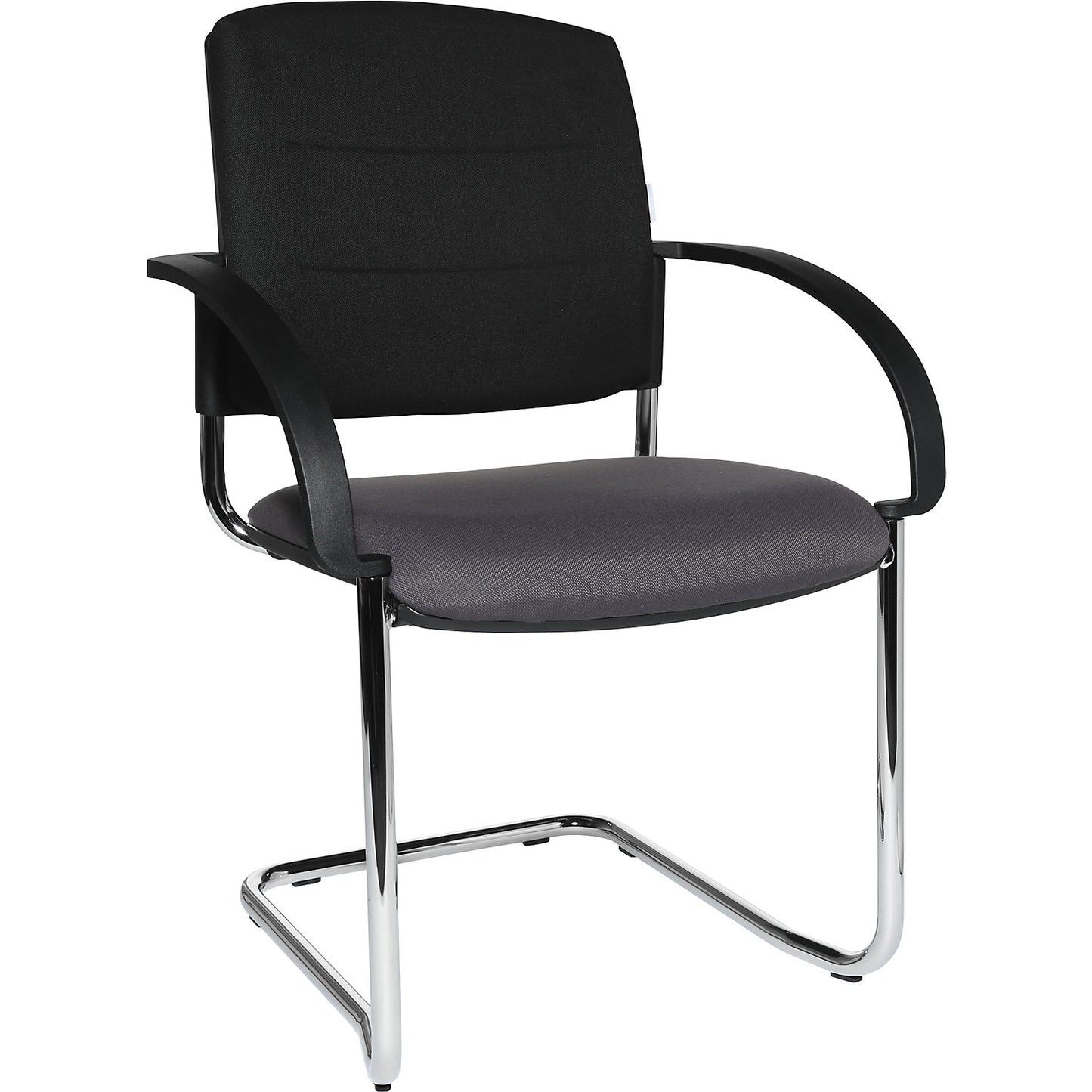 Cantilever chairs, pack of 2, upholstered back rest, black, charcoal seat.