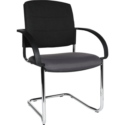 Cantilever chairs, pack of 2, upholstered back rest, black, charcoal seat.