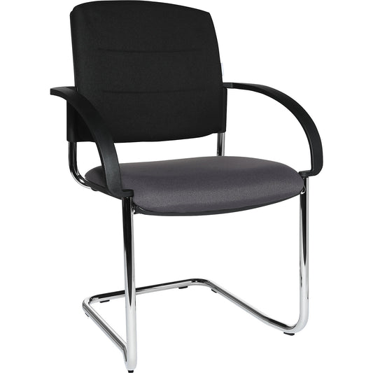 Cantilever chairs, pack of 2, upholstered back rest, black, charcoal seat.