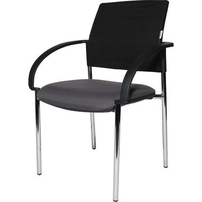 Visitors' chairs, pack of 2, mesh covered back rest, black, charcoal seat.