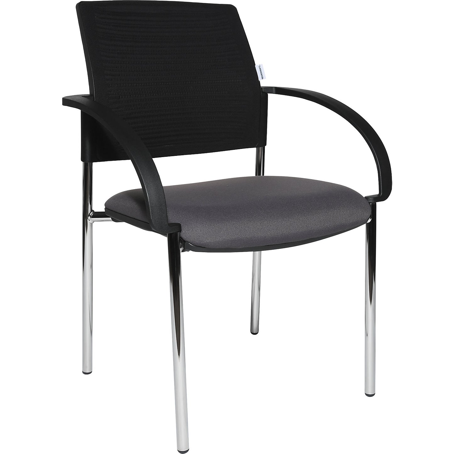 Visitors' chairs, pack of 2, mesh covered back rest, black, charcoal seat.