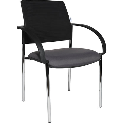 Visitors' chairs, pack of 2, mesh covered back rest, black, charcoal seat.