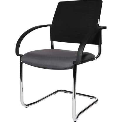 Cantilever chairs, pack of 2, mesh covered back rest, black, charcoal seat.