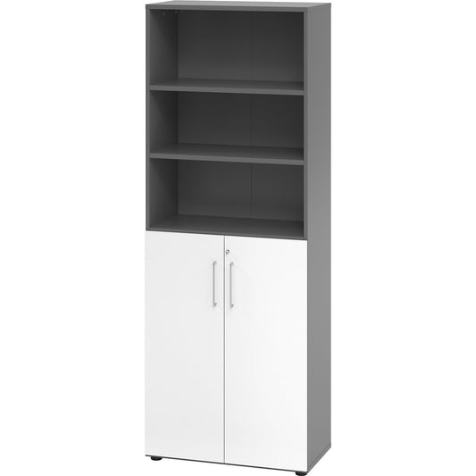 VERA-ZWO - Office cupboard, HxWxD 2156 x 800 x 420 mm, graphite / white.