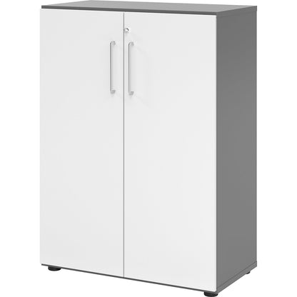VERA-ZWO - Office cupboard, HxWxD 1100 x 800 x 420 mm, 2 shelves, graphite / white.