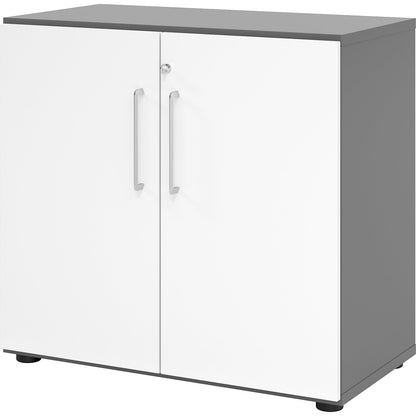 VERA-ZWO - Office cupboard, HxWxD 748 x 800 x 420 mm, 1 shelf, graphite / white.