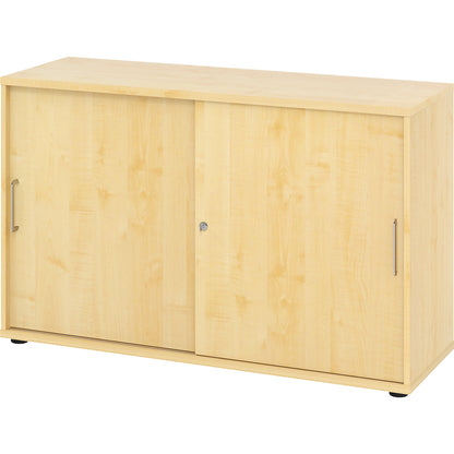 VERA-ZWO - Sliding door cupboard, HxWxD 748 x 1200 x 400 mm, 2 file heights, maple finish.