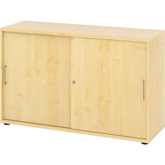 VERA-ZWO - Sliding door cupboard, HxWxD 748 x 1200 x 400 mm, 2 file heights, maple finish.