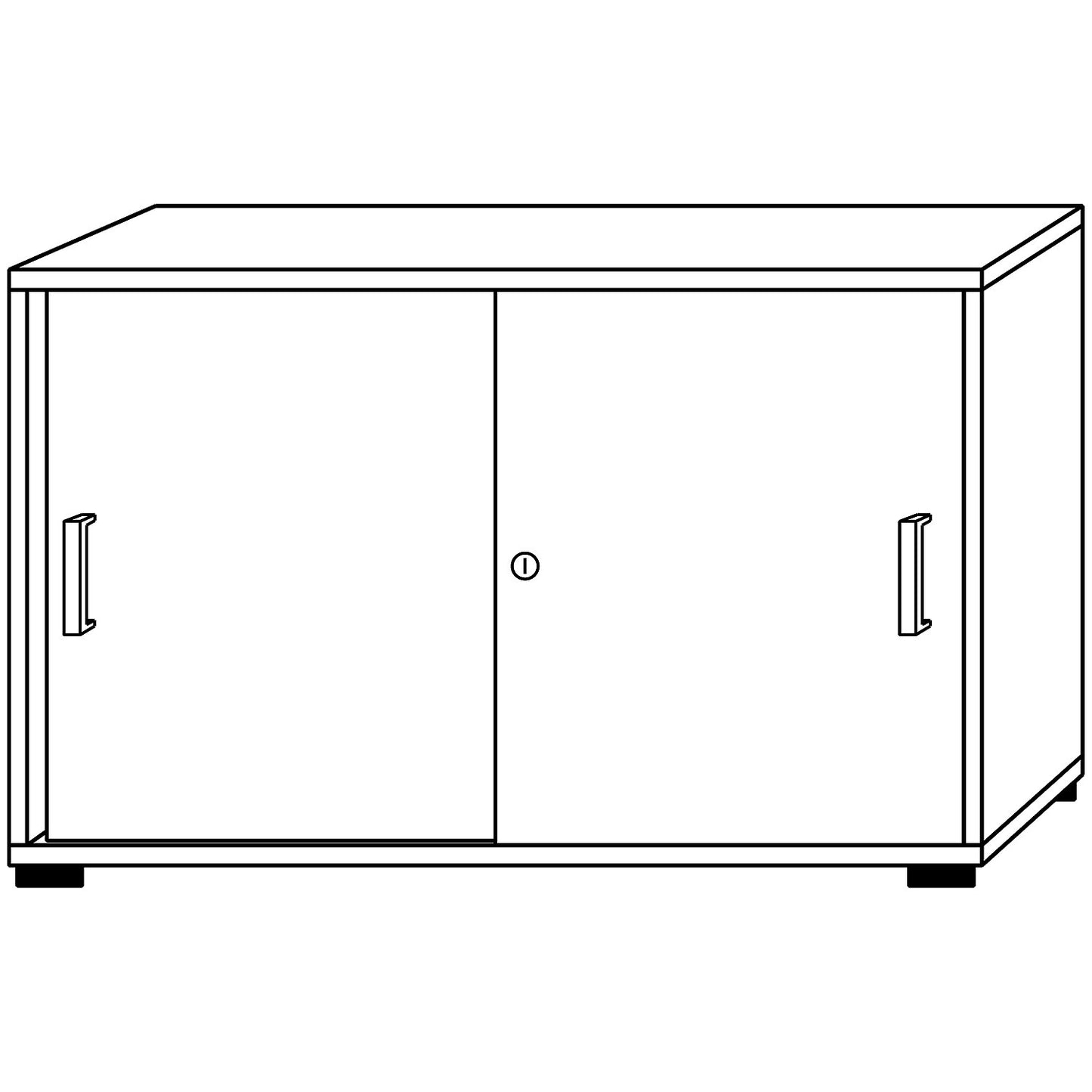 VERA-ZWO - Sliding door cupboard, HxWxD 748 x 1200 x 400 mm, 2 file heights, maple finish.