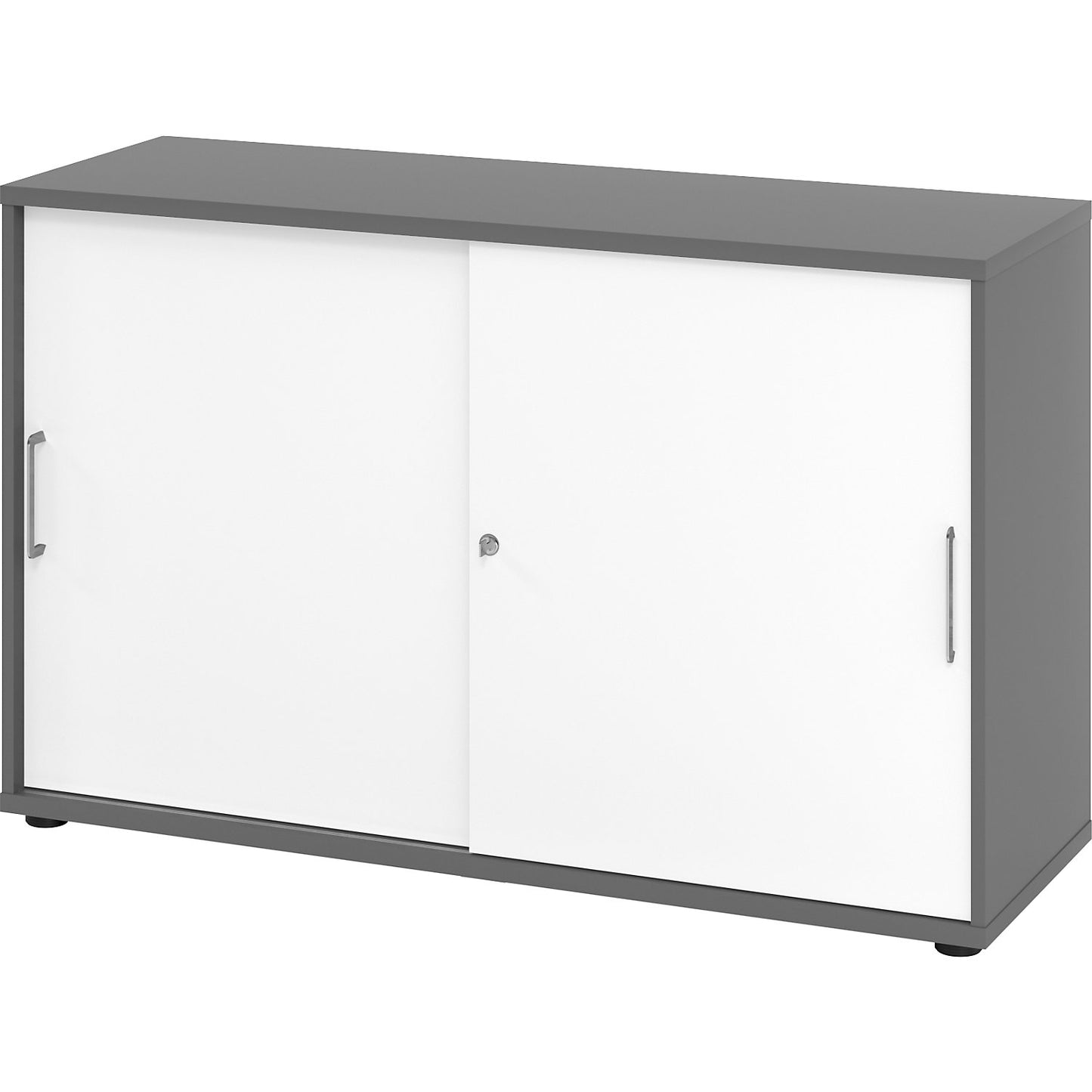 VERA-ZWO - Sliding door cupboard, HxWxD 748 x 1200 x 400 mm, 2 file heights, graphite / white.