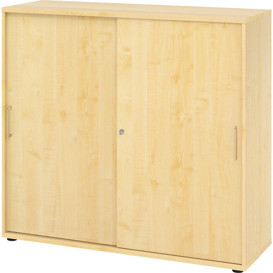 VERA-ZWO - Sliding door cupboard, HxWxD 1100 x 1200 x 400 mm, 3 file heights, maple finish.