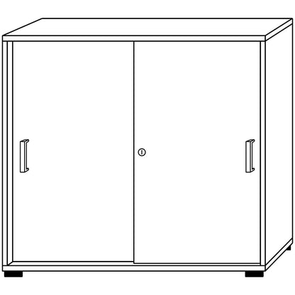 VERA-ZWO - Sliding door cupboard, HxWxD 1100 x 1200 x 400 mm, 3 file heights, white.