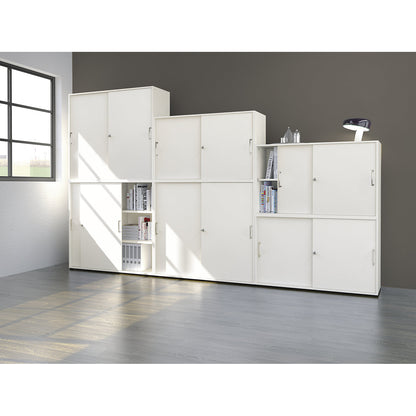 VERA-ZWO - Sliding door cupboard, HxWxD 1100 x 1200 x 400 mm, 3 file heights, graphite / white.