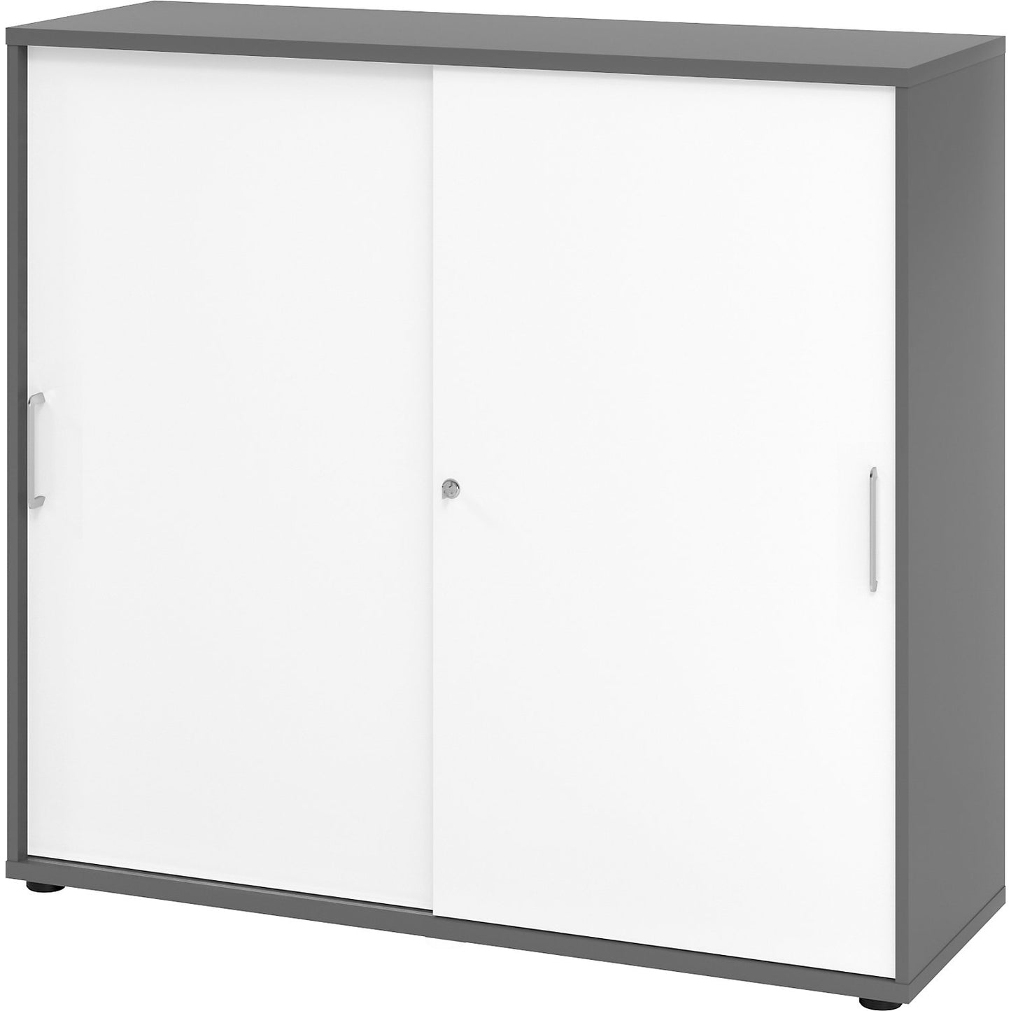 VERA-ZWO - Sliding door cupboard, HxWxD 1100 x 1200 x 400 mm, 3 file heights, graphite / white.