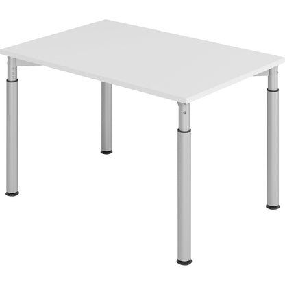 VERA-ZWO - Desk with 4-legged frame, height adjustable, depth 800 mm, width 1200 mm, light grey / aluminium silver.