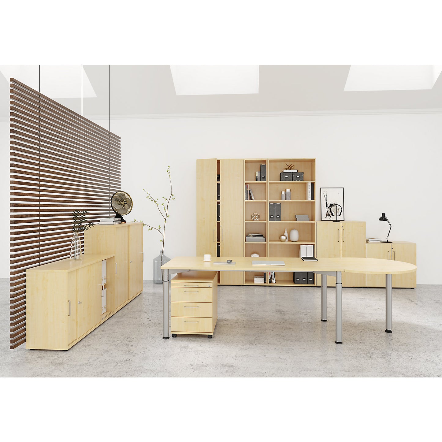 VERA-ZWO - Office shelf unit, HxWxD 748 x 400 x 400 mm, 2 file heights, maple finish.