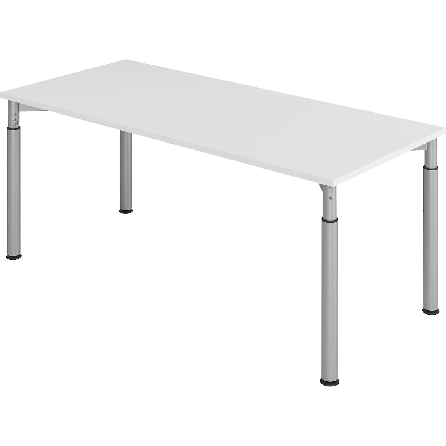 VERA-ZWO - Desk with 4-legged frame, height adjustable, depth 800 mm, width 1800 mm, light grey / aluminium silver.